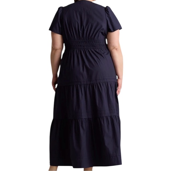 Quince 100% Organic Cotton Poplin Tiered Maxi Dress Navy Size‎ 1X NWT - Picture 4 of 7